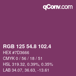 カラーコード: RGB 125 54.8 102.4 | qconv.com