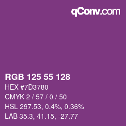 颜色代码: RGB 125 55 128 | qconv.com