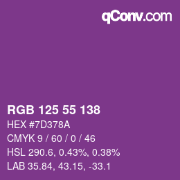 カラーコード: RGB 125 55 138 | qconv.com