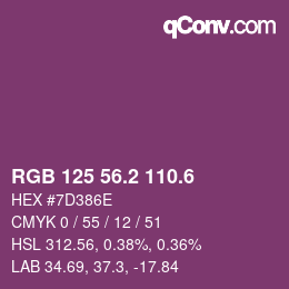 カラーコード: RGB 125 56.2 110.6 | qconv.com
