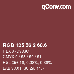カラーコード: RGB 125 56.2 60.6 | qconv.com