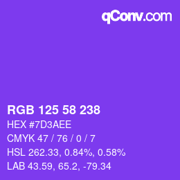 Color code: RGB 125 58 238 | qconv.com