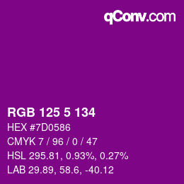 Color code: RGB 125 5 134 | qconv.com