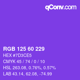 カラーコード: RGB 125 60 229 | qconv.com