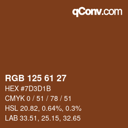 カラーコード: RGB 125 61 27 | qconv.com