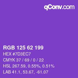 颜色代码: RGB 125 62 199 | qconv.com