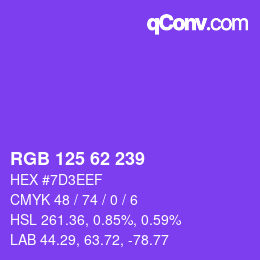 颜色代码: RGB 125 62 239 | qconv.com