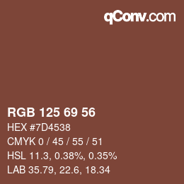 Farbcode: RGB 125 69 56 | qconv.com