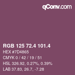 カラーコード: RGB 125 72.4 101.4 | qconv.com
