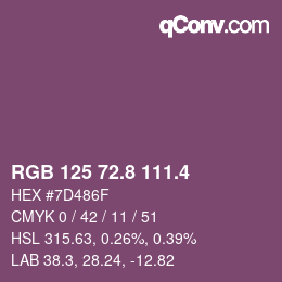カラーコード: RGB 125 72.8 111.4 | qconv.com