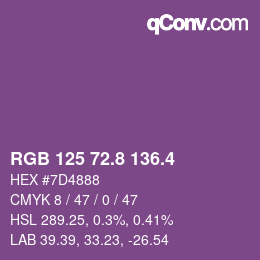 カラーコード: RGB 125 72.8 136.4 | qconv.com