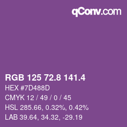 カラーコード: RGB 125 72.8 141.4 | qconv.com