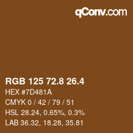 カラーコード: RGB 125 72.8 26.4 | qconv.com