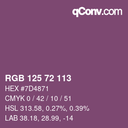 Color code: RGB 125 72 113 | qconv.com