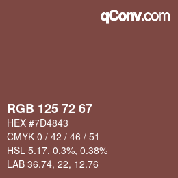 Código de color: RGB 125 72 67 | qconv.com