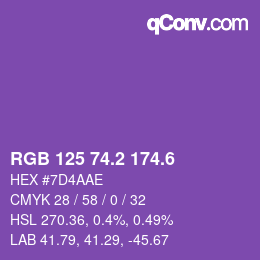 カラーコード: RGB 125 74.2 174.6 | qconv.com