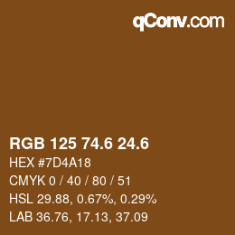 カラーコード: RGB 125 74.6 24.6 | qconv.com