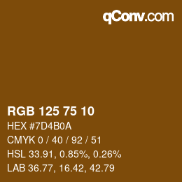 カラーコード: RGB 125 75 10 | qconv.com