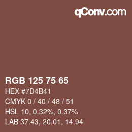 Color code: RGB 125 75 65 | qconv.com