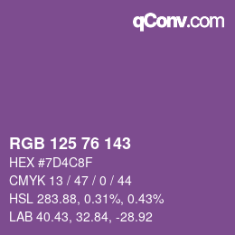 カラーコード: RGB 125 76 143 | qconv.com