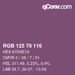 カラーコード: RGB 125 78 116 | qconv.com