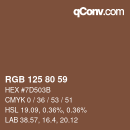 Color code: RGB 125 80 59 | qconv.com