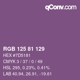 颜色代码: RGB 125 81 129 | qconv.com
