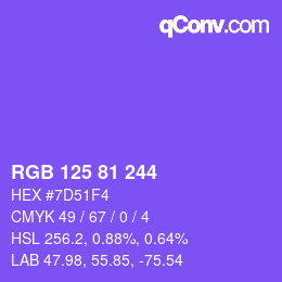 Color code: RGB 125 81 244 | qconv.com