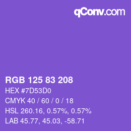 Color code: RGB 125 83 208 | qconv.com