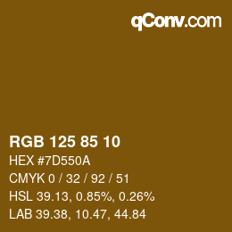 Color code: RGB 125 85 10 | qconv.com