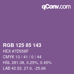 Farbcode: RGB 125 85 143 | qconv.com