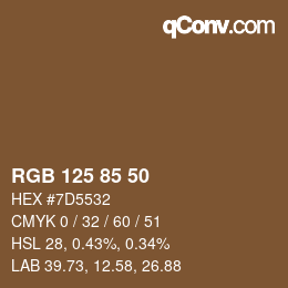 Code couleur: RGB 125 85 50 | qconv.com