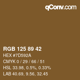 Color code: RGB 125 89 42 | qconv.com