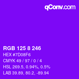 Color code: RGB 125 8 246 | qconv.com