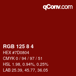 颜色代码: RGB 125 8 4 | qconv.com