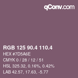 カラーコード: RGB 125 90.4 110.4 | qconv.com