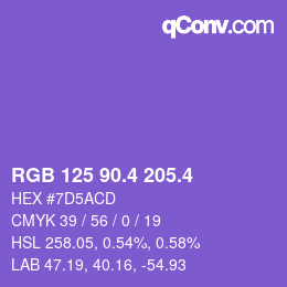 カラーコード: RGB 125 90.4 205.4 | qconv.com