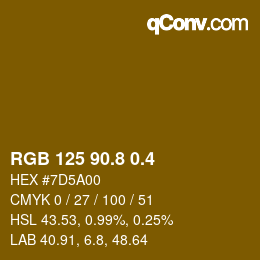 カラーコード: RGB 125 90.8 0.4 | qconv.com
