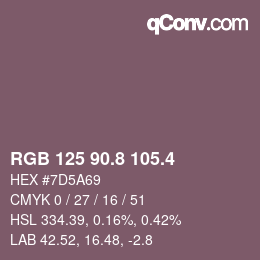 カラーコード: RGB 125 90.8 105.4 | qconv.com