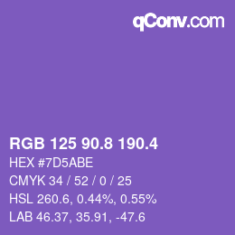 カラーコード: RGB 125 90.8 190.4 | qconv.com