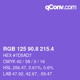 カラーコード: RGB 125 90.8 215.4 | qconv.com