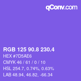 カラーコード: RGB 125 90.8 230.4 | qconv.com
