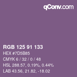 Color code: RGB 125 91 133 | qconv.com