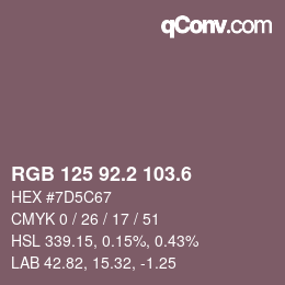 カラーコード: RGB 125 92.2 103.6 | qconv.com