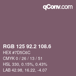 カラーコード: RGB 125 92.2 108.6 | qconv.com