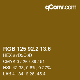 カラーコード: RGB 125 92.2 13.6 | qconv.com