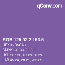 カラーコード: RGB 125 92.2 163.6 | qconv.com