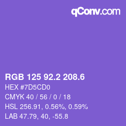 カラーコード: RGB 125 92.2 208.6 | qconv.com