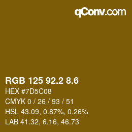 カラーコード: RGB 125 92.2 8.6 | qconv.com