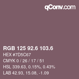 カラーコード: RGB 125 92.6 103.6 | qconv.com